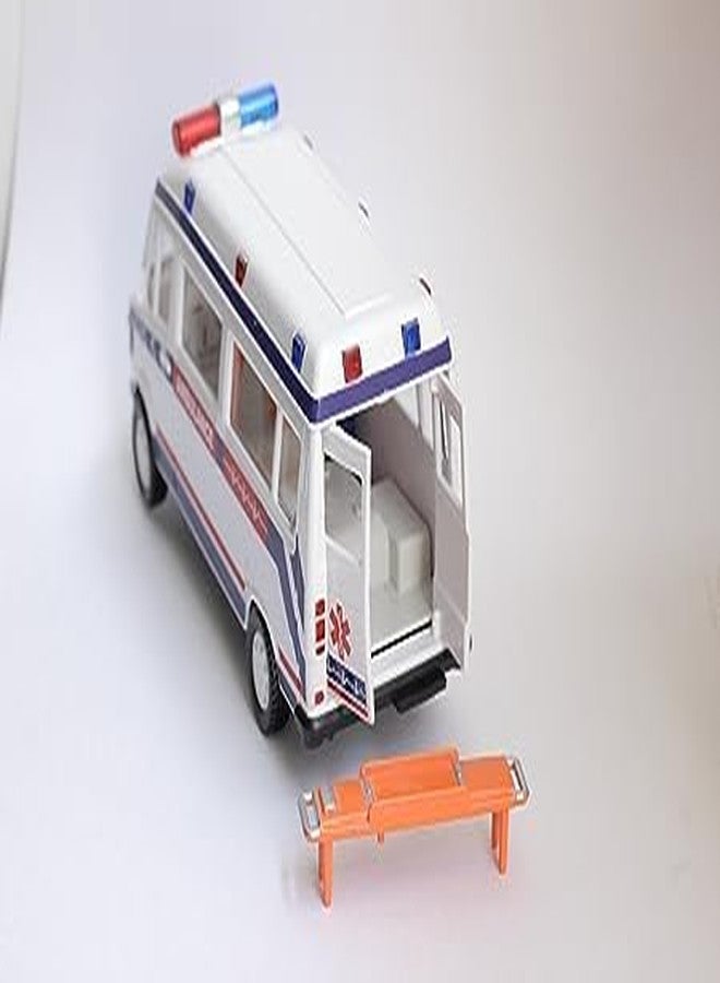 BIGfun TOYS Pullback Ambulance Toy with Openable Tail Gate Detachable Stretcher Oxygen Cylinder (Color - White) p - Image 5